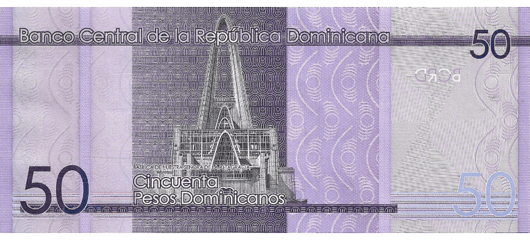 Pesos Dominicanos - Imagen del reverso del billete de 50 DOP