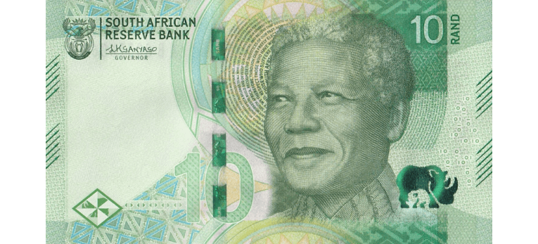 Rand Sudafricano - Imagen del anverso del billete de 10 ZAR