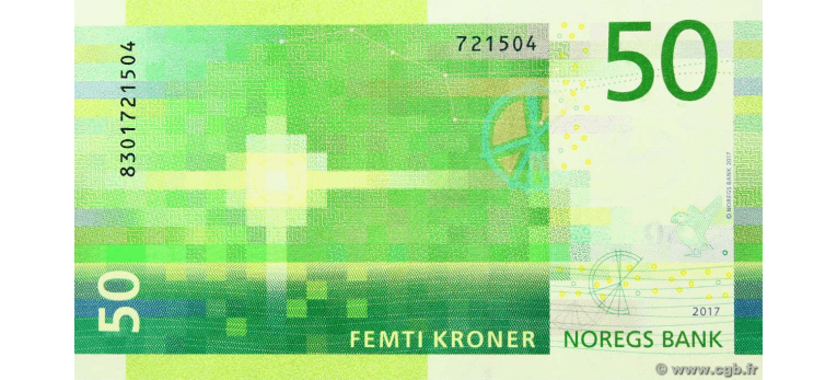 Corona Norguega - Imagen del reverso del billete de 50 NOK