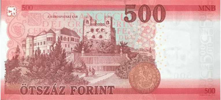 Forinto Hungaro - Imagen del reverso del billete de 500 HUF